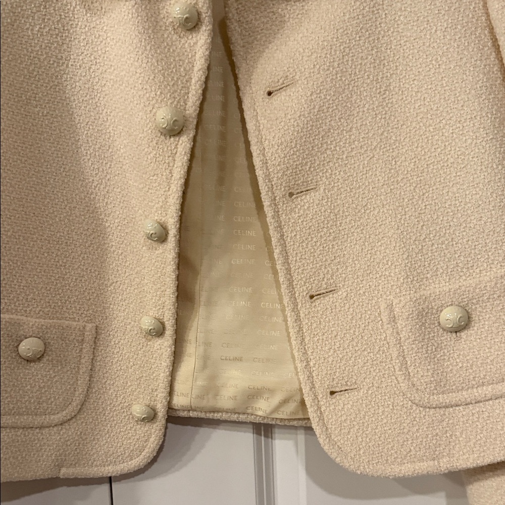 NWT Celine Cream Jacket Shirt Collar Tweed Cashmere Jacket size 40 - Picture 7 of 13